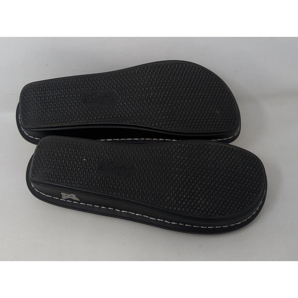 Alegria Verona Wedge Sandal Women Size 38 Black Leather Beaded‎ Metallic 8 8.5 - Picture 5 of 6